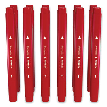 TRU RED™ Permanent Marker, Pen-style Twin-tip, Extra-fine-fine Bullet-needle Tips, Red, Dozen freeshipping - TVN Wholesale